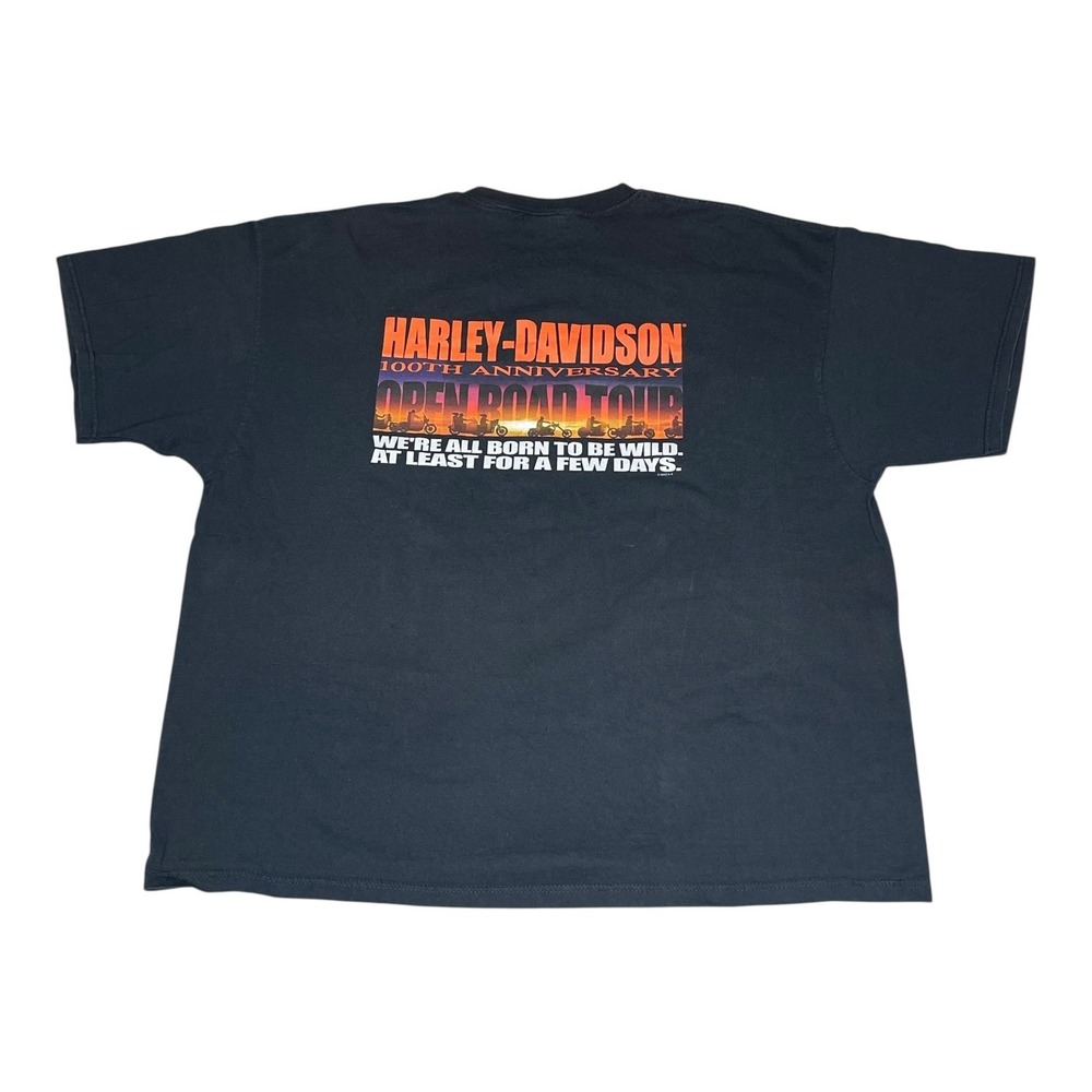 Harley-Davidson 100th Anniversary Open Road Tour Black‎ Graphic T-Shirt 3XL 2003